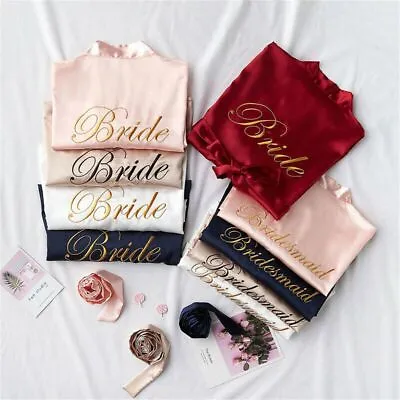 $15.86 • Buy Robe Bathrobe Bride Bridesmaid Bathrobe Dressing Gown Silk Satin Dressing