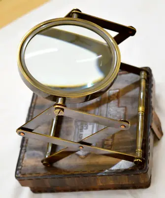 4  Antique Brass Magnifying Glass Vintage Nautical Adjustable Table Décor Gift • $65.68