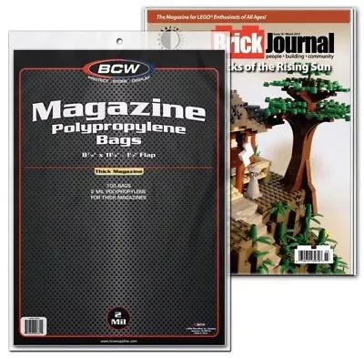  THICK Magazine Protection Poly Bags 100 Acid Free Sleeves Non Resealable BCW • $13.35