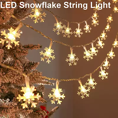 NEW 3M 20LED Solar Snowflake Fairy String Lights Lamp Outdoor Garden Party Decor • $13.99