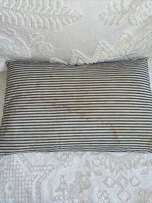 Vintage Striped Ticking Feather Tick Pillow 22 X 14 Farmhouse • $39.95