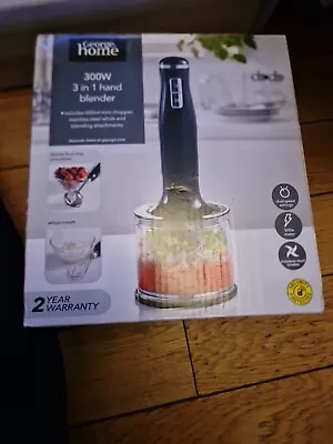 Black Glossy 3 In 1 Hand Blender 300W 2 Speed George Home BNIB • £21.50