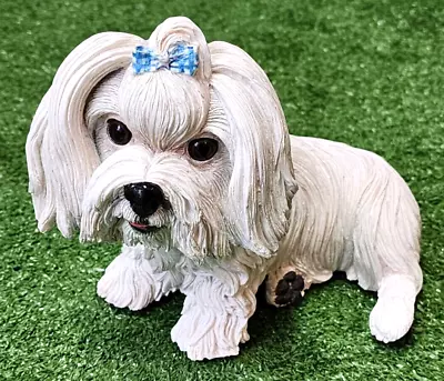 White Maltese Dog Resin Sculpture 03966 Hand Crafted & Painted Country Artists • $42.99