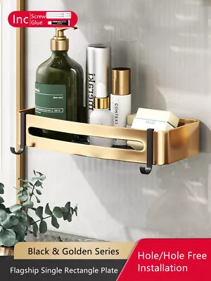 Bathroom Accessories Set Towel Rack Rail Shelf Hook Bar Holder Black & Golden  • $26.95