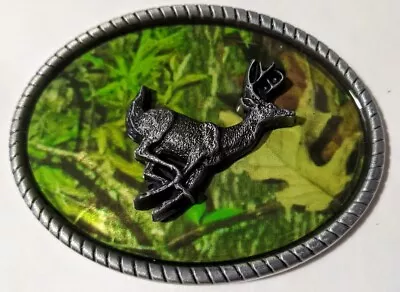 Raised Detail CAMO DEER RUNNING Camouflage BELT BUCKLE Metal Western Hunting USA • $13