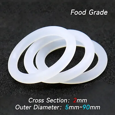 £1.91 • Buy 10 X Food Grade Clear Silicone Rubber O Rings 2.0 Mm Cross Section 5mm - 90mm OD
