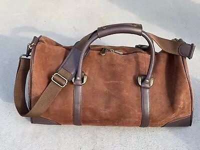 Vintage Marlboro 2003 Guts Grit Gear Brown Suede Leather Duffle Travel Bag • $49