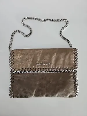 Michael Kors Chelsea Nickel Leather Handbag Purse Clutch • $69.95
