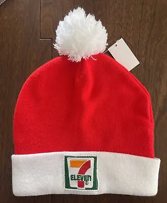7-eleven Christmas Winter Beanie Pom Pom Ball Hat  2023 7 11 • $18.98