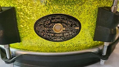 Custom Piccolo Snare Drum By Joe Montineri Lime Green Sparkle Matte Black Hoops • $699