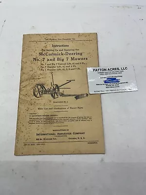 Instructions For McCormick Model No.7 Big 7 Mowers • $15