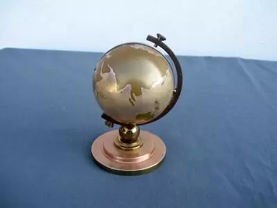 Vintage Europa 7 Jewels Brass Globe Travel Alarm Clock With Photo Frame Works • $74.99