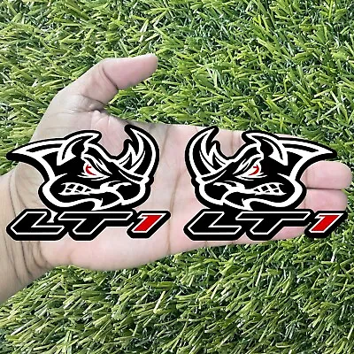 LT1 Rhino Custom Emblem Badges Set Of 2 Red Eye Racing Performance ￼Fender Set • $46.49