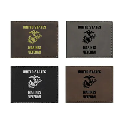 Military Gift Engraved Wallet - Leatherette - United States Marines Veteran • $20.99