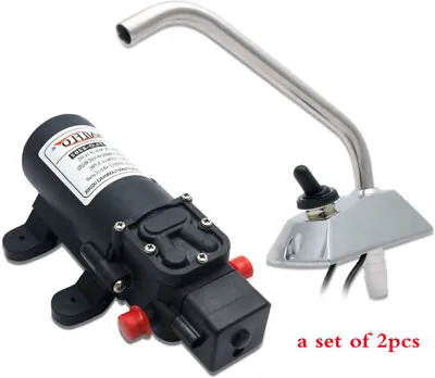 12V Electric Water Pump&Tap Auto Galley Faucet For Campervan Boat Motorhome • £43.89