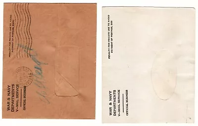 1944 APO ? Two V-MAIL Penalty Envelopes 1 Mint 1 Used • $4.99