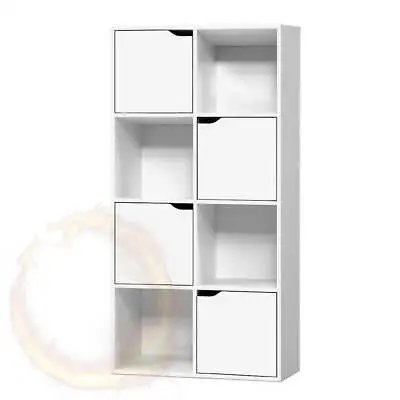 Artiss Display Shelf 8 Cube Storage 4 Door Cabinet Bookshelf Unit White • $58.41