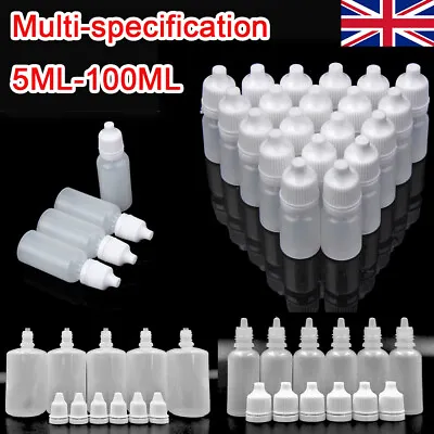 5-100ML Plastic Squeezable Dropper Bottles Eye Liquid Dropper Refillable Bottles • £21.40