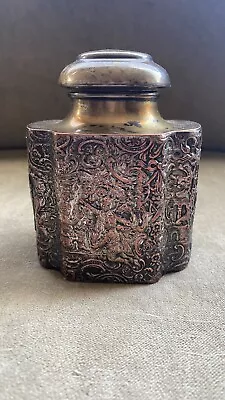 Antique Tri Metal Copper Silver Stamp And Brass Vanity Boys Jar Container RARE! • $125