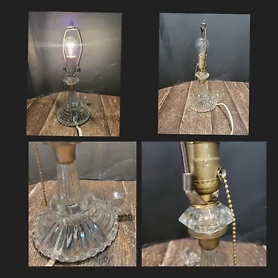 Vtg Glass Boudoir Lamp Clear Crystal Stacked Table Light Accent Antique Art Deco • $30