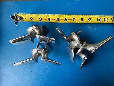 Chrome 1950-1960's Vintage Wing Style Boat Cleats Rope Tie-offs 4-1/2  Lot Of 4 • $79.95