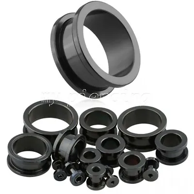 PAIR Black PVD 316L Surgical Steel Screw Fit Flesh Tunnels 16G-5/8  • $10.28