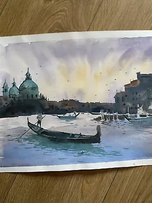 Watercolor Venice Painting City Decoration Venezia Italy Art Canal Gondole • $90
