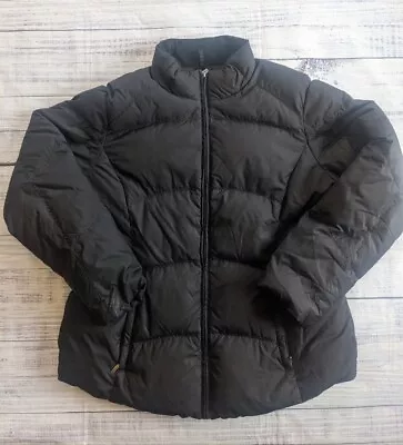 Eddie Bauer Premium Goose Down Puffer Jacket Womens Size XL Tall Black • $39.99