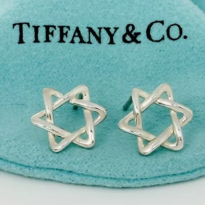 RARE Tiffany & Co Star Of David Stud Earrings By Elsa Peretti Six Point Star • $589