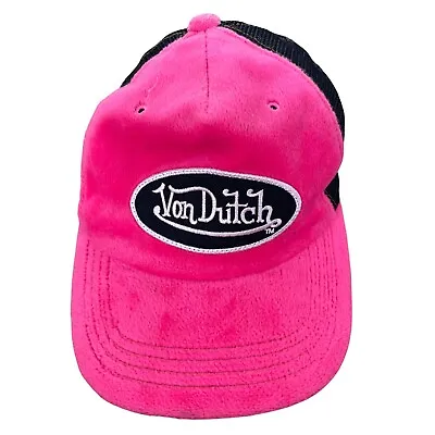 Von Dutch Trucker Hat Snapback Pink Velour Adjustable Cap • $55