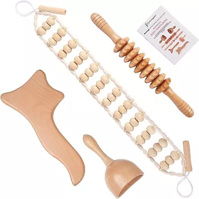 4-In-1 Maderoterapia Kit Wood Therapy Massage Tools Wooden Massager For Lymphati • $25