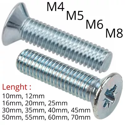 £1.67 • Buy M4 M5 M6 M8 Countersunk Pozi Drive Machine Screws Bolts DIN965 Zinc Plated Steel