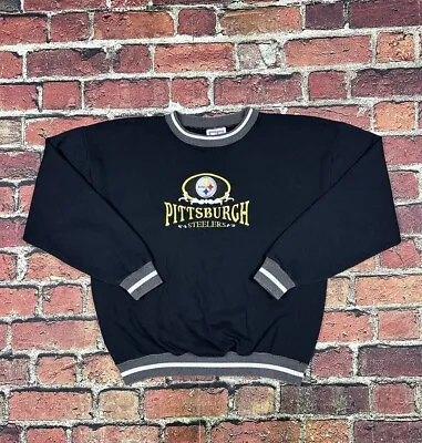 Vintage Pittsburgh Steelers Embroidered Sweatshirt Crable Mens Large USA 90s NFL • $24.99