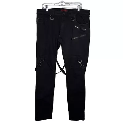 Tripp NYC Gothic Punk Black Bondage Pants Size 36 Goth Punk Rock Emo Rock • $115