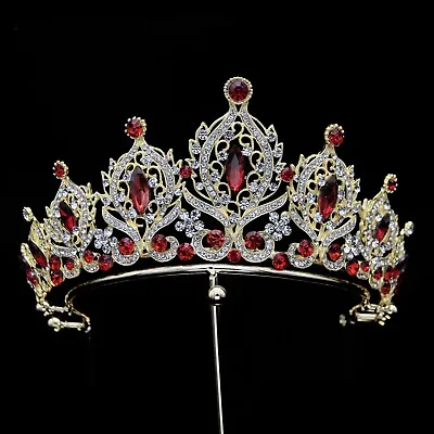 7.5cm Tall Crystal Wedding Bridal Queen Pageant Prom Tiara Crown 7 Colours • £17.99