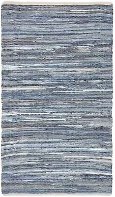 Handwoven Denim Style Chindi Rug Rag 100% Recycled Cotton Floor Area Rug 60x90cm • £13.99