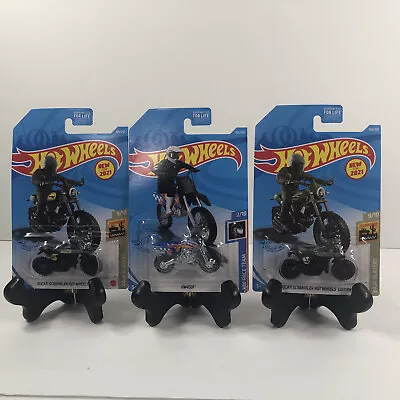 2021 Hot Wheels Ducati Scrambler Mooneyes & HW450F Motorcycle Bundle Lot Of 3 • $14.95