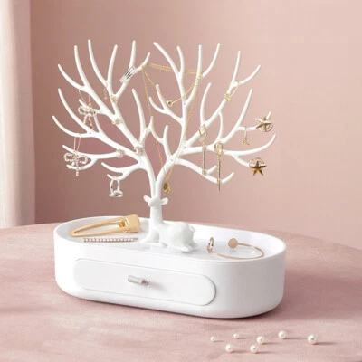 £11.99 • Buy Deer Tree Jewelry Stand Display Organizer Earring Holder Show Rack With Drawer