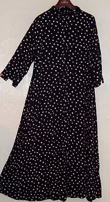 Women's Size 22 F&f Navy/white Polka Dots Long 3/4 Sleeve Shirt Dress Vgc • £14.40