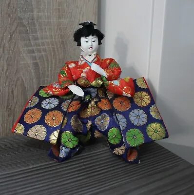 Traditional Japanese Hina Doll Singer Colourful Festival Handmade Painted Figure • £18