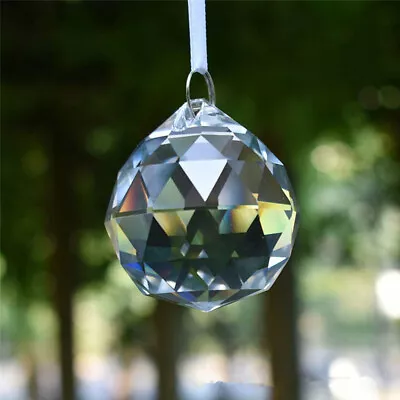 £7.67 • Buy Feng Shui Hanging Crystal Glass Clear Ball 50mm Sphere Prism Faceted Sun Catcher