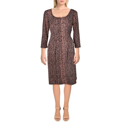 $9.59 • Buy NY Collection Womens Brown Printed Wear To Work Dress Petites PL  7754