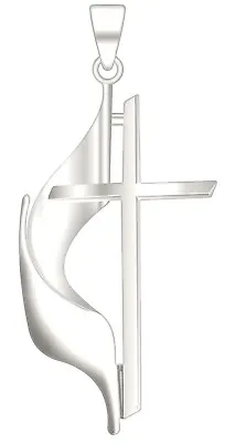 Ladies 0.75in 14k White Gold Methodist Cross Polished Pendant • $209.99