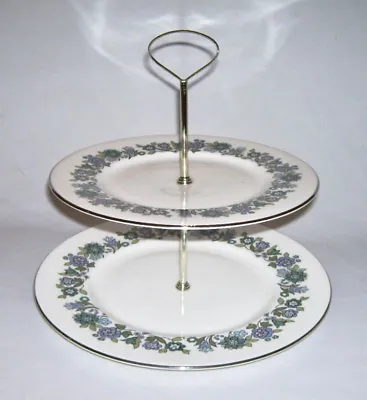 Royal Doulton ~ 2-Tier ROUND PLATE SERVER W/Center Handle (Esprit) ~ UK • $12