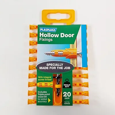 £2.99 • Buy Plasplug SDR556 20 Hollow Door Fixings (Include Triple-Point Wood Bit)
