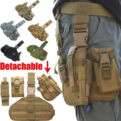 Adjustable Tactical Right Drop Leg Holster Pistol Gun Thigh Holster Belt Pouch • $13.98