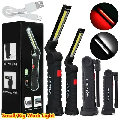 Magnetic Rechargeable COB LED RED Work Light Lamp Flashlight Folding Torch • $26.90