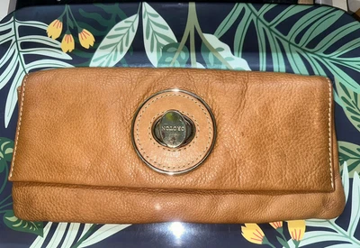 $20 • Buy Oroton Caramel Brown Leather Long Large Clutch Pouch