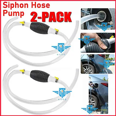 2X Siphon Pump Gas Transfer Gasoline Siphone Hose Oil Water Fuel Transfer Hand • $9.99