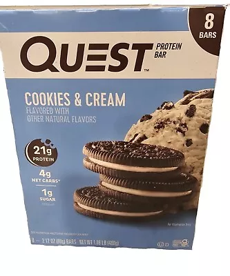 Quest Protein Bar High Protein Low Carb Cookies & Cream 8 Pk Gluten Free  • $15.99